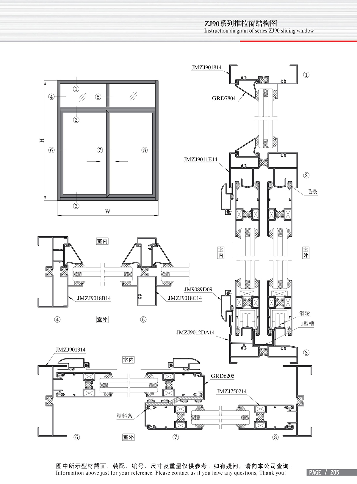 ZJ90系列推拉窗結(jié)構(gòu)圖