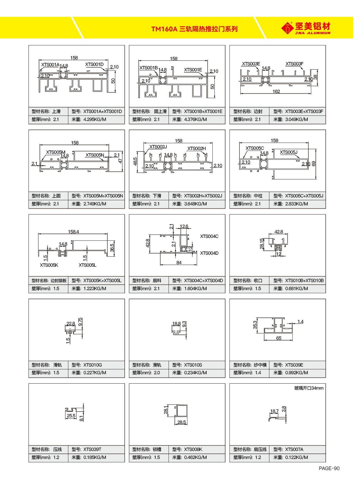 TM160A three-track thermal insulation sliding door series